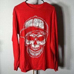 Return to Sender 100% Cotton Red w White Skull Graphic Print Tee SZ Med